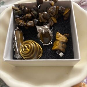 Tiger Eye Stone Ring Set